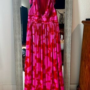 Sugarlips Red and Pink Floral Maxi Dress